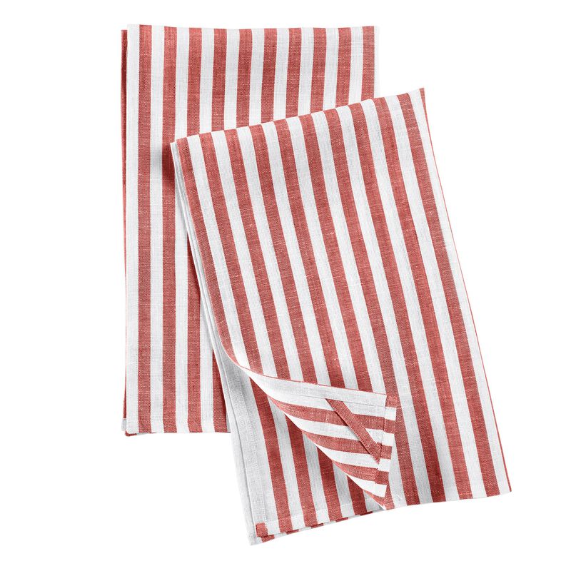 Solino Home 100% Pure Linen Kitchen Towels Set of 2 - 17 x 26 Inch | Amalfi Stripe