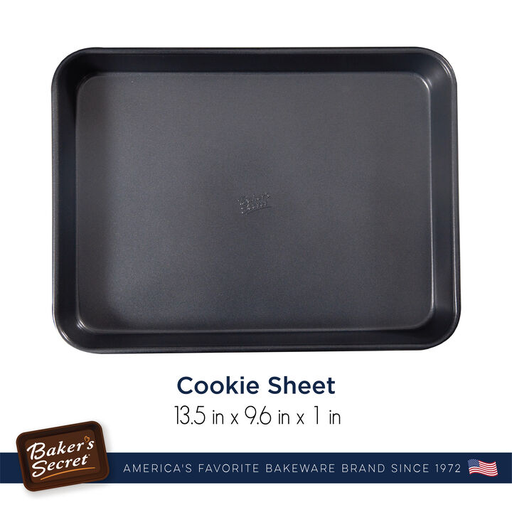 Baker's Secret Cookie Sheet 13", Double Layer Non-stick Coating, Extra Thick Carbon Steel, Dark Gray, Advanced Collection