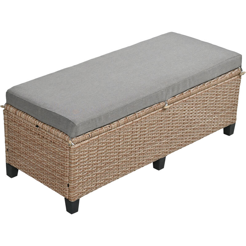 Merax Outdoor Patio Rattan Sectional Sofa Table Bench Set
