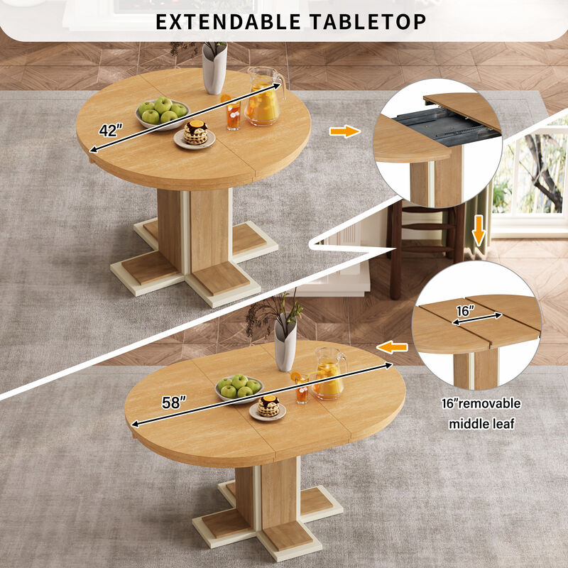 Merax Extendable Dining Table with a Middle Leaf
