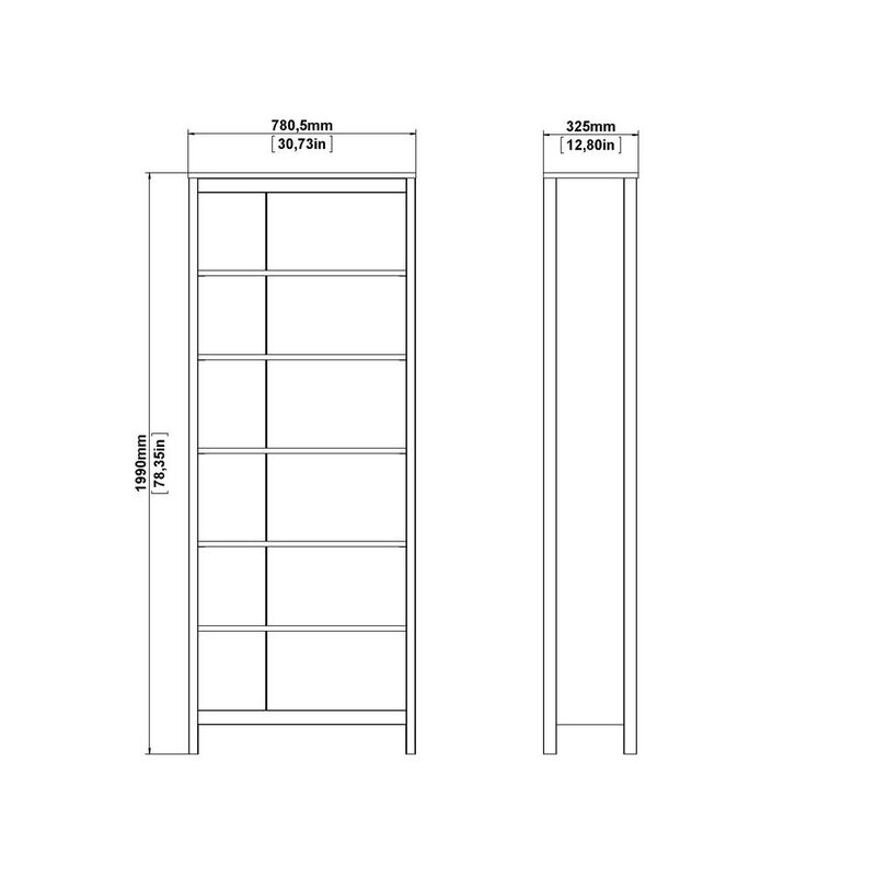 Tvilum Madrid Adjustable 6 Shelf Bookcase, Open Storage Home Office Bookshelf, White