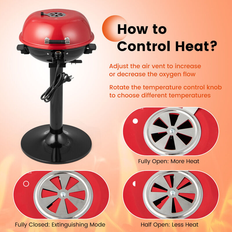 1600W Electric BBQ Grill with Removable Non-Stick Warming Rack