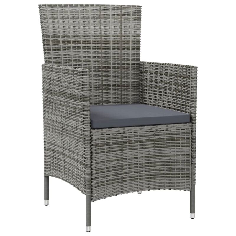 vidaXL Patio Chairs with Cushions 4 pcs Poly Rattan Gray