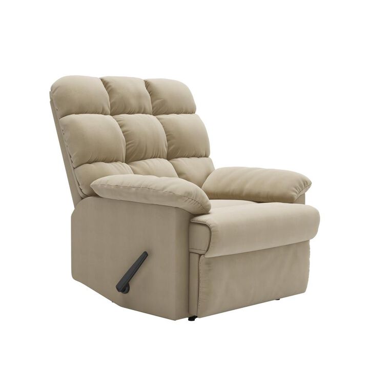 ProLounger Wall Hugger Recliner in Khaki Microfiber with Square Tufted Back