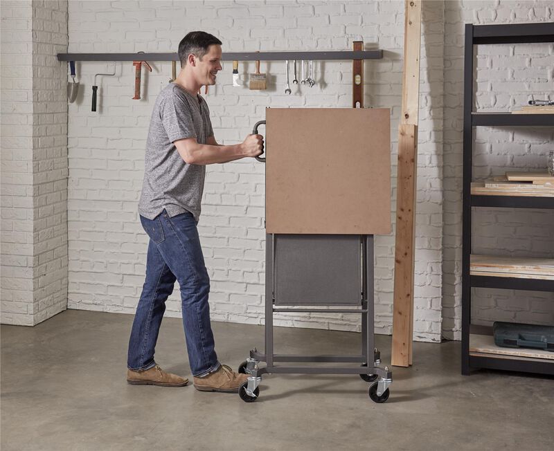 SmartFold Portable Steel Workbench / Folding Utility Table, Steel Gray
