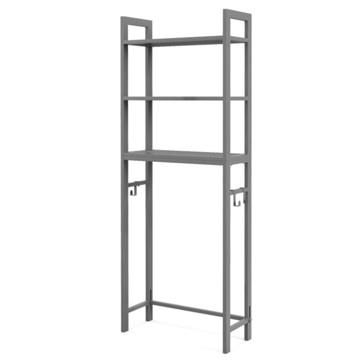Hivvago Over-The-Toilet Storage Shelf Space Saving Metal Bathroom Organizer Hooks