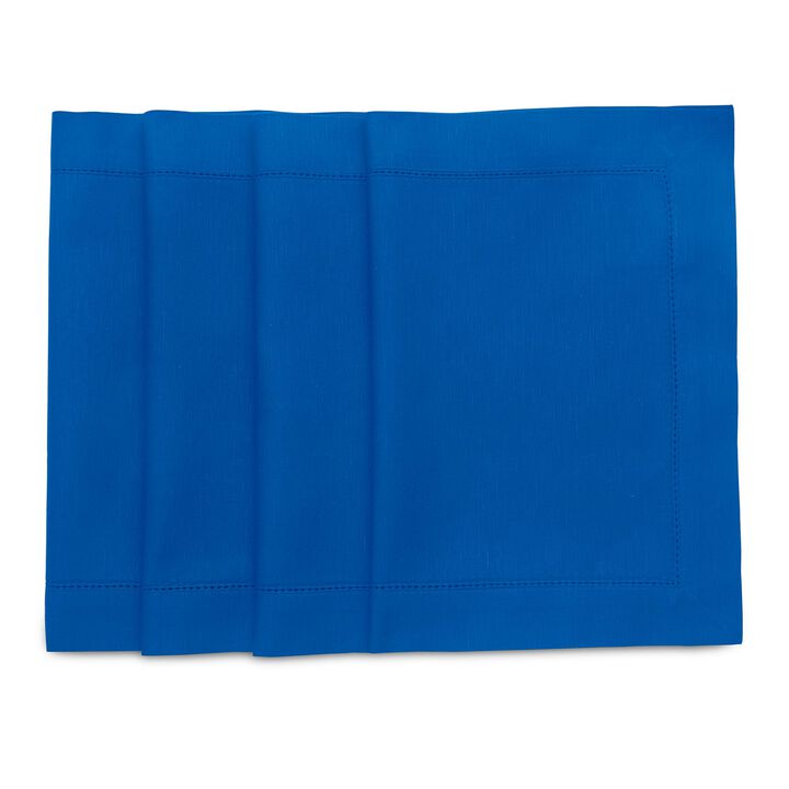 Solino Home Cotton Linen 14 x 19 Inch Placemats Set of 4 | Cotton Linen Hemstitch
