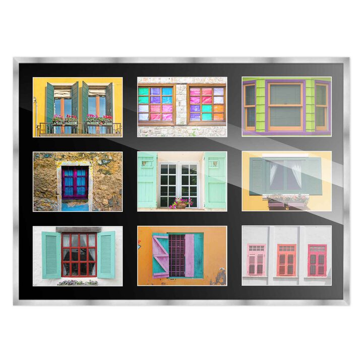 14.5x20.5 Wood Collage Frame with Black Mat For 9 4x6 Pictures