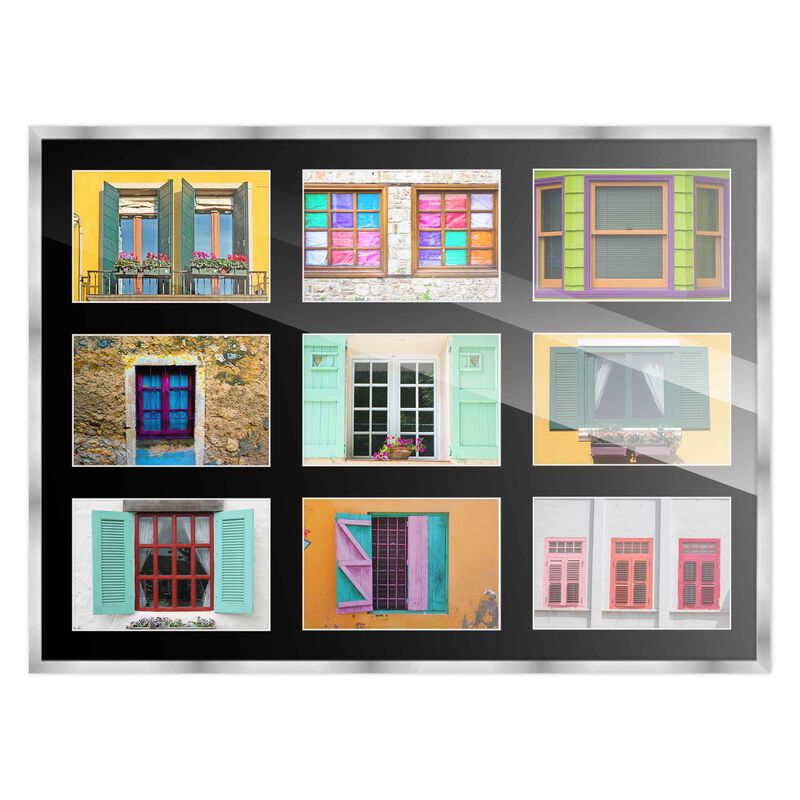 14.5x20.5 Wood Collage Frame with Black Mat For 9 4x6 Pictures