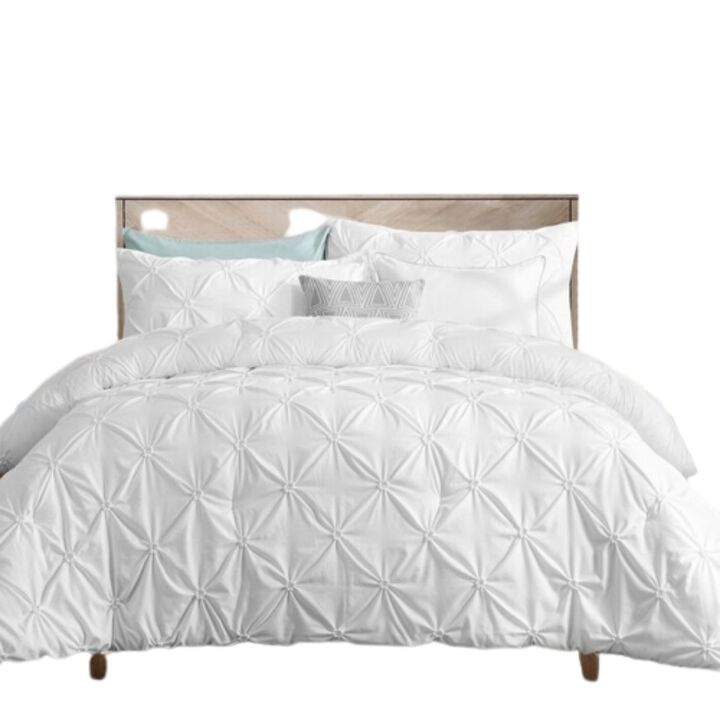 Hivvago All Season Pleated Hypoallergenic Microfiber Reversible 3 Piece Comforter Set