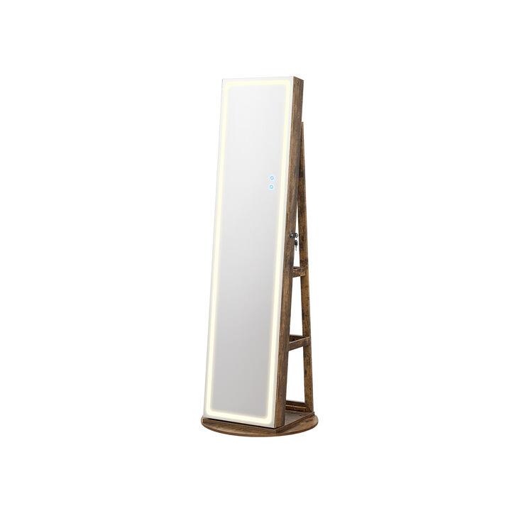 LED Mirror Jewelry Cabinet with Stand for Elegant and Functional Storage