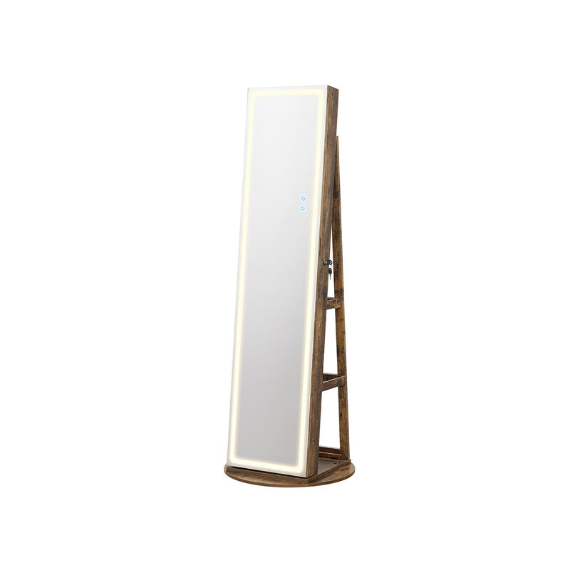 LED Mirror Jewelry Cabinet with Stand for Elegant and Functional Storage