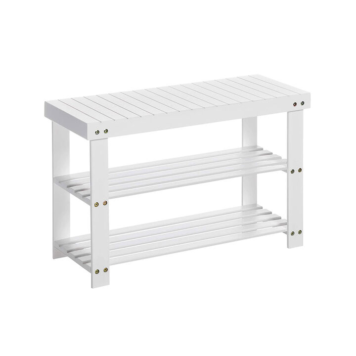 Bamboo Shoe Bench with Rack - Stable Shoe Organizer for Stylish Entryway Storage