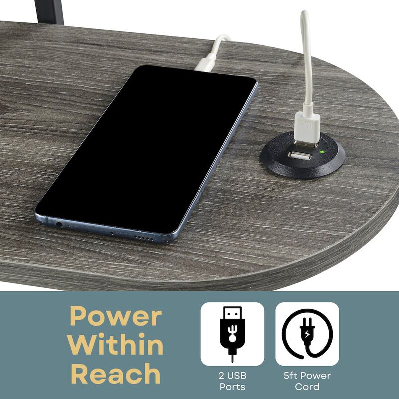 Convenience Concepts Designs2Go Simon 3 Tier Oval Chairside End Table with USB Ports