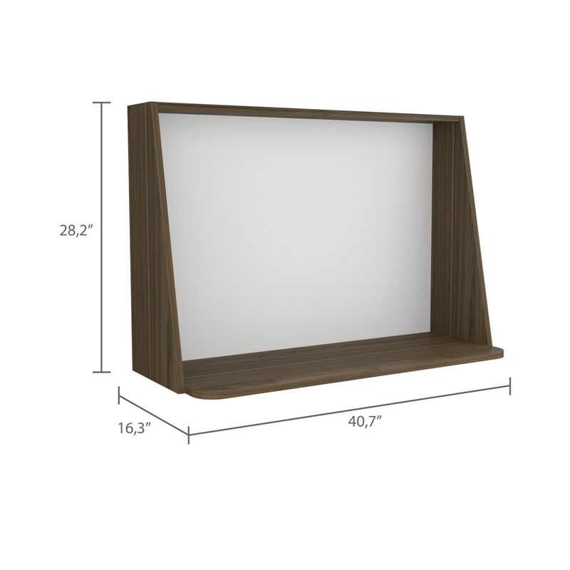 Zambia Wall Desk, Single Shelf - Mahogany White