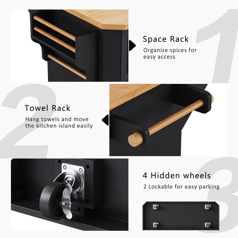 Merax Rolling Kitchen Island  Cart with Power Outlet