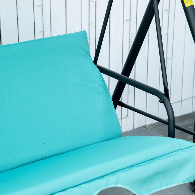 Green Patio Relaxation: 3-Person Porch Swing Chair with Canopy
