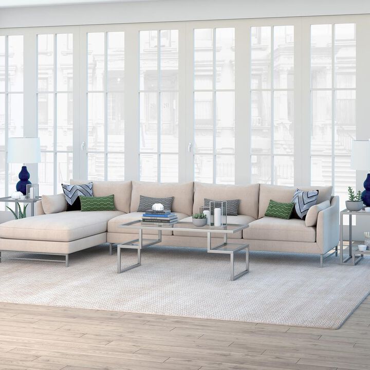 Hudson&Canal Zander 45'' Wide Rectangular Coffee Table in Nickel