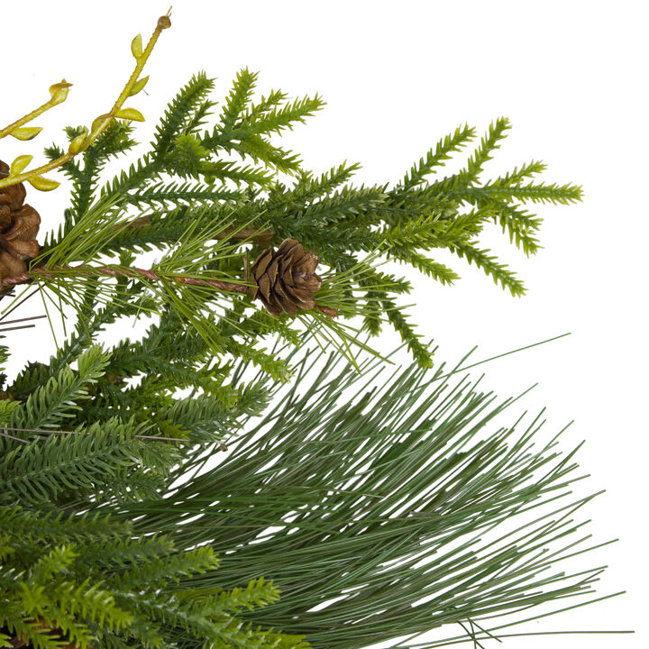 Rustic Green and Brown Artificial Christmas Pinecone Wreath - 30-inch  Unlit