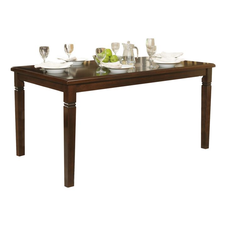 Rectangular Shape Wooden Dining Table with Tapered Legs, Oak Brown-Benzara
