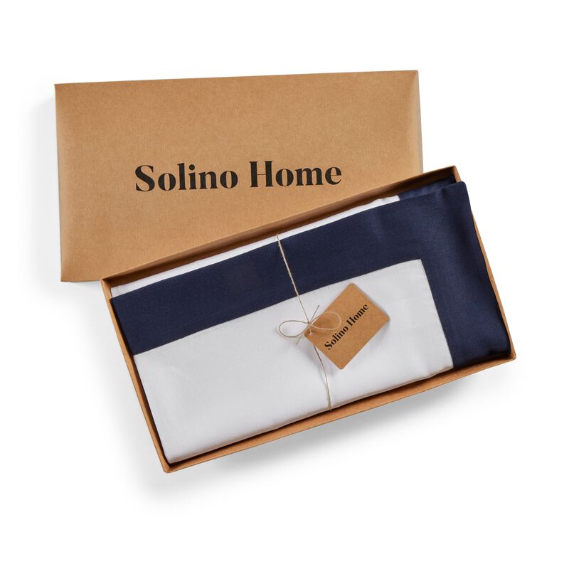 Solino Home 100% Pure Linen Table Throw 52 x 52 Inch | Contempo