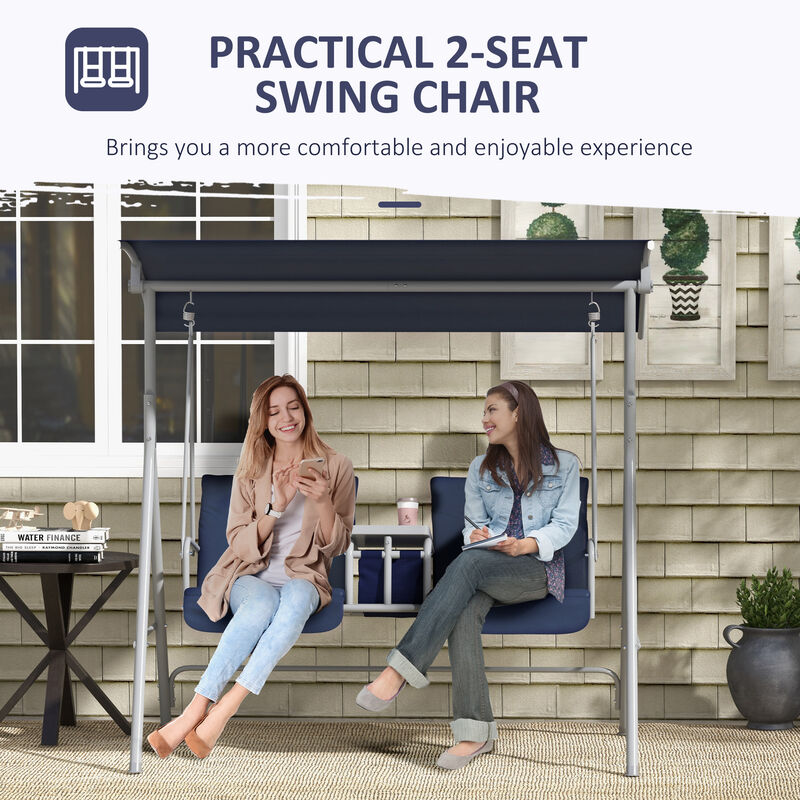 Outdoor Swing Chair Canopy Patio Garden Hanging 2 Person Yard Furniture Blue