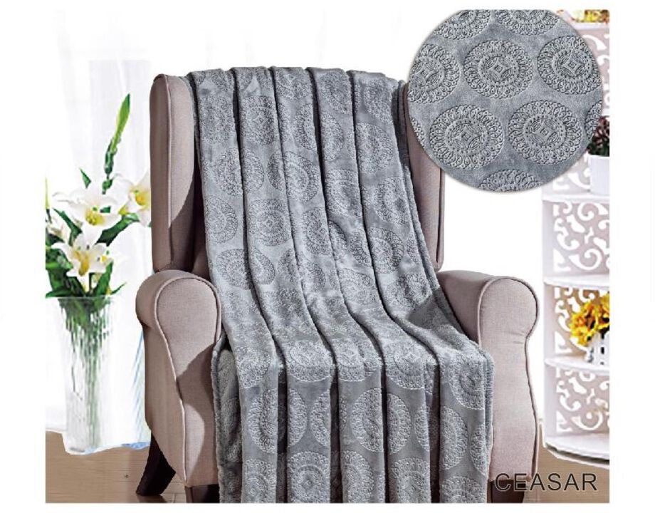Ceasar Soft Plush Contemporary Embossed Collection All Season Throw