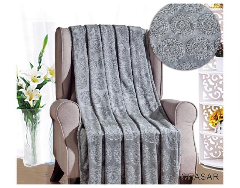 Ceasar Soft Plush Contemporary Embossed Collection All Season Throw