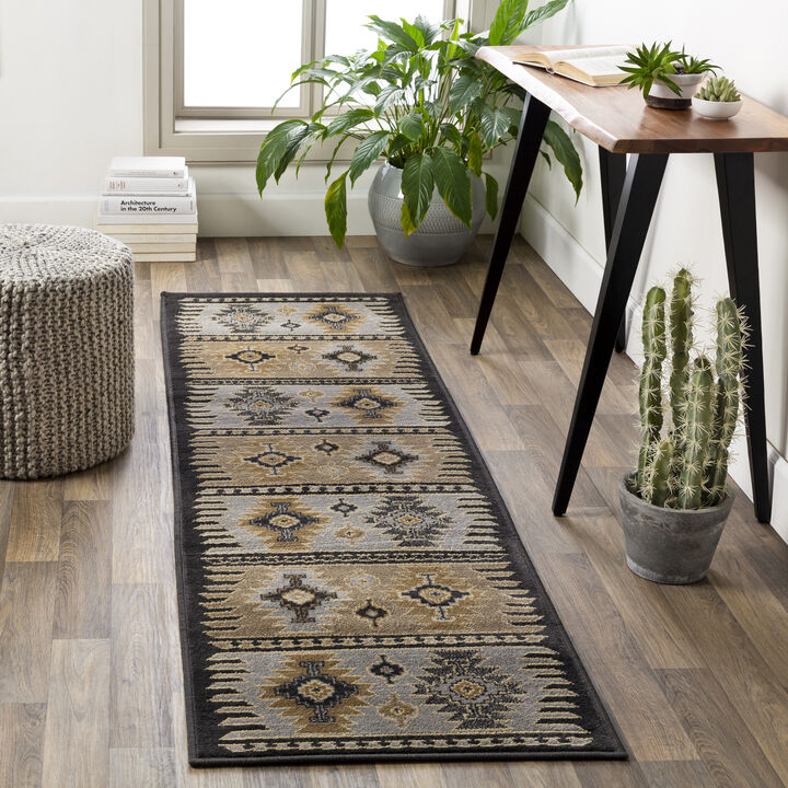 Paramount PAR-1046 1'10' x 2'11' Black Rug