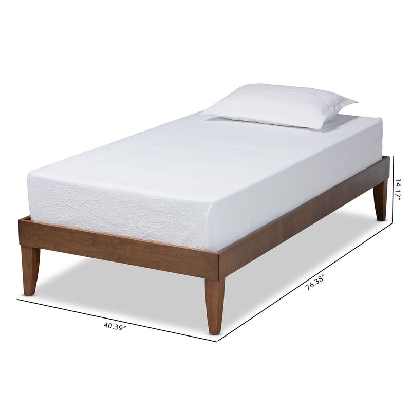 Baxton Studio Lucina Mid Century Modern Walnut Brown Finished Twin Size Platform Bed Frame