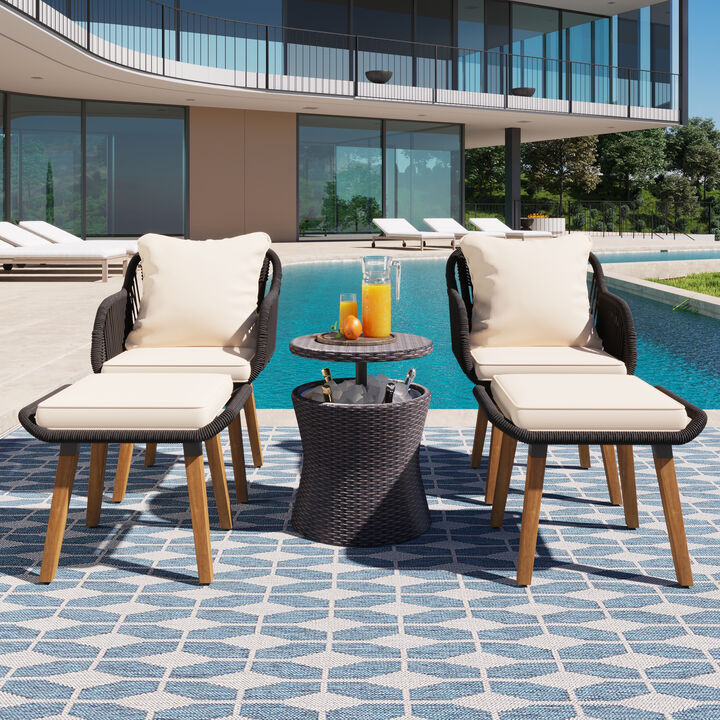 Merax 5 Pieces Outdoor Patio Conversation Sofa Chair Set