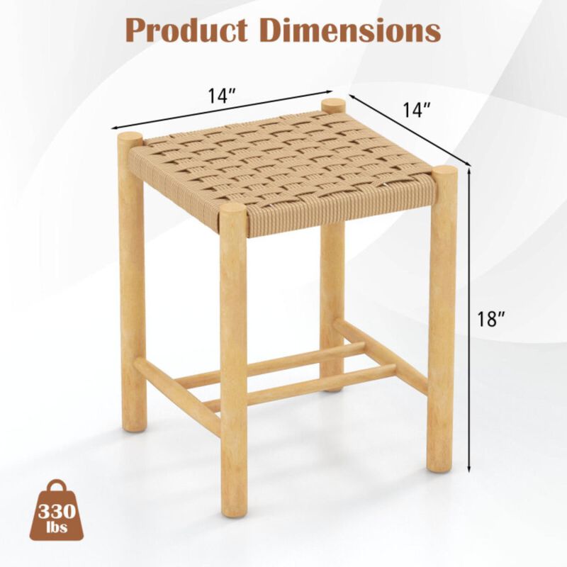 Hivvago Dining Stool Set of 2 with Rubber Wood Frame