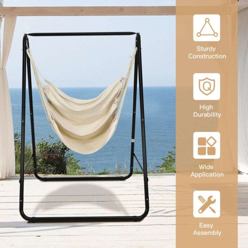 Hivvago Hanging Padded Hammock Chair with Stand and Heavy Duty Steel