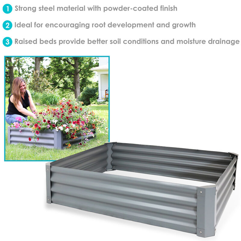 Sunnydaze Powder-Coated Steel Rectangle Raised Garden Bed - 47 in