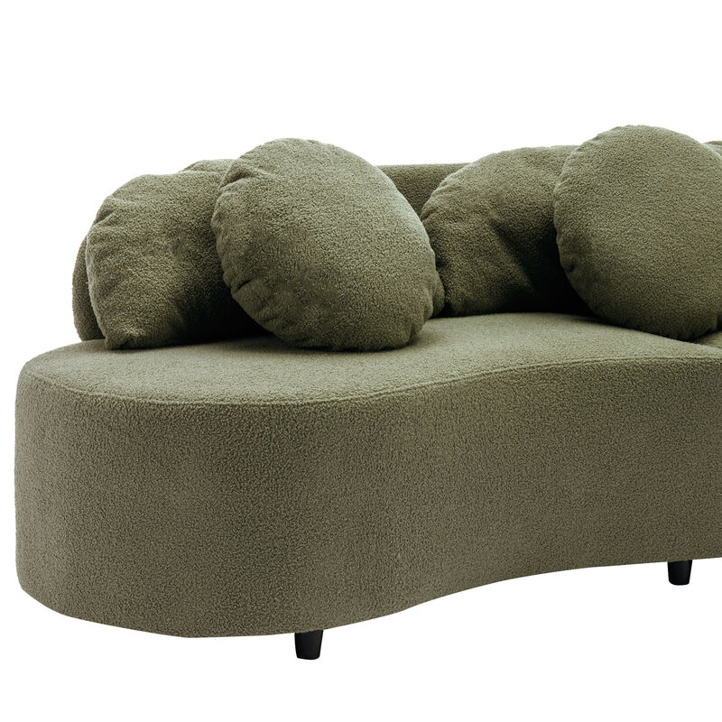 Merax Modern Curved Design Lamb Velvet Sofa