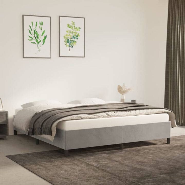 vidaXL Light Gray Velvet California King Bed Frame - Modern, Durable & Easy-to-Assemble - Enhances Sleep Quality