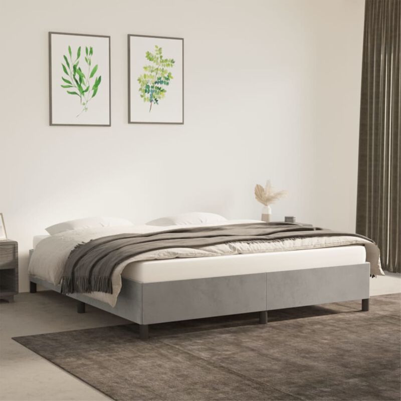 vidaXL Light Gray Velvet California King Bed Frame - Modern, Durable & Easy-to-Assemble - Enhances Sleep Quality