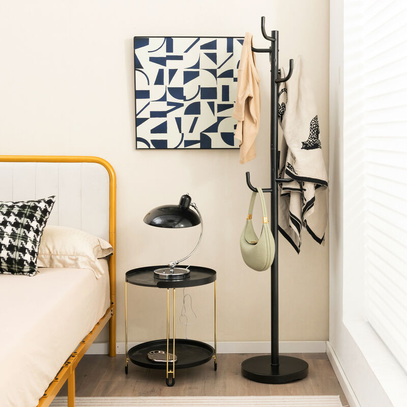 Metal Coat Rack Stand with 8 Sturdy Hooks and Metal Base