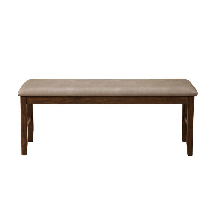 Rubberwood Dining Bench With Padded Upholstery Brown-Benzara