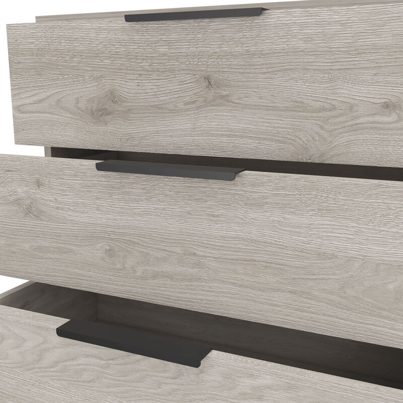DEPOT E-SHOP Egeo 3 Drawers Dresser, Superior Top, White