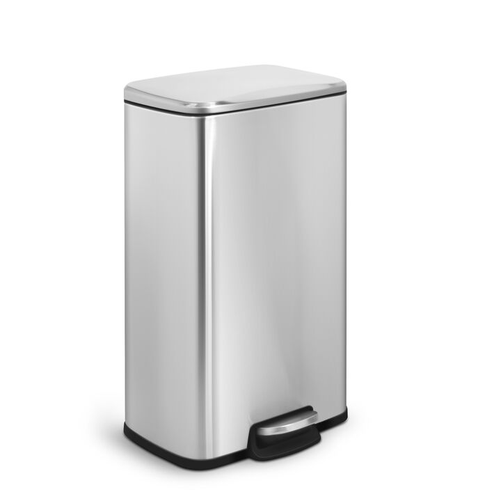 8 Gallon Stylish Rectangular Shape Stainless Steel Trash Can