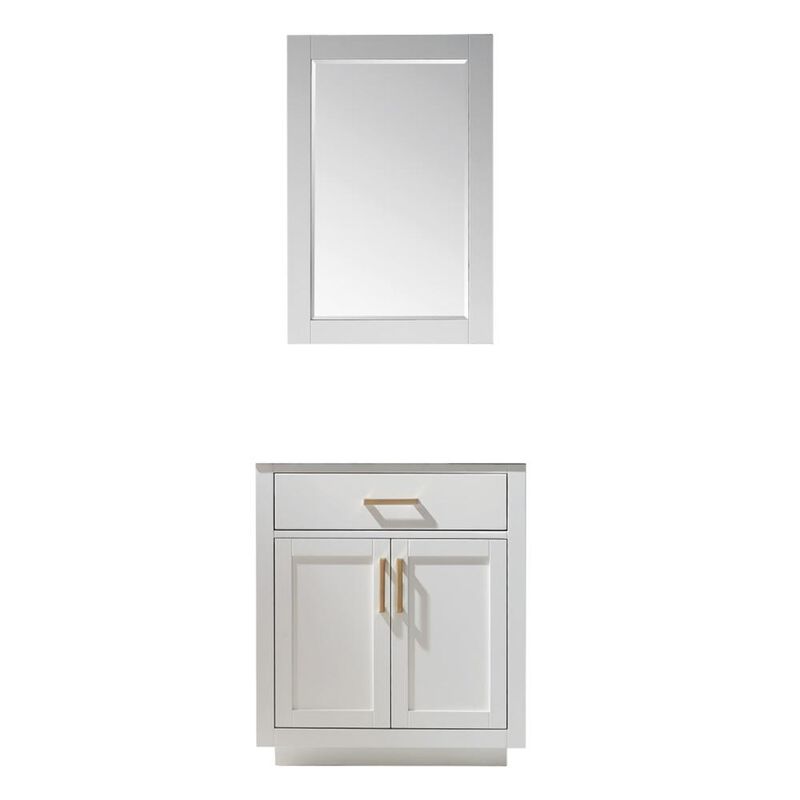 Altair 30 Single Bathroom Vanity Cabinet Only in White and mirror, without Countertop