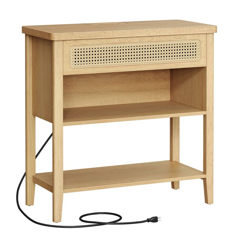 Console Table with Built-In Power Outlets – Modern Entryway Charging Station