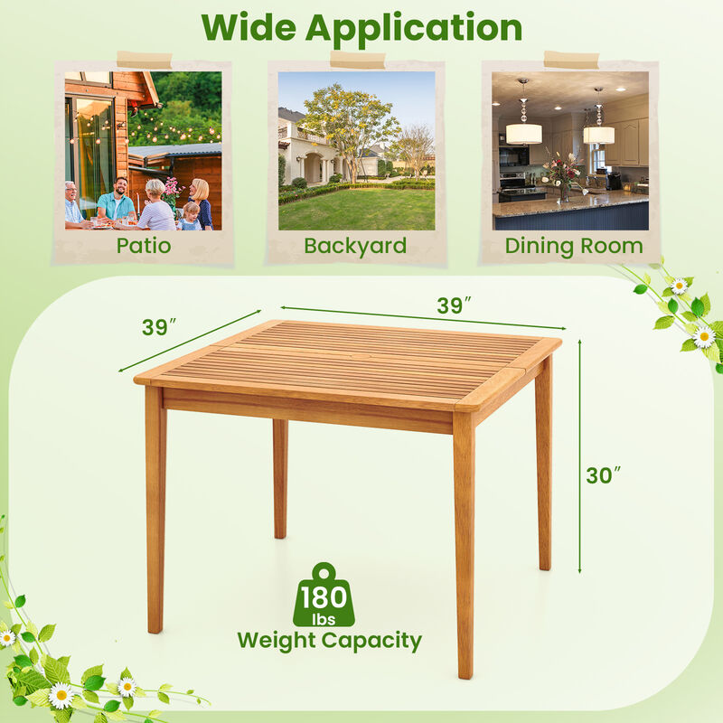 Square Bistro Dining Table with Umbrella Hole for Outdoor