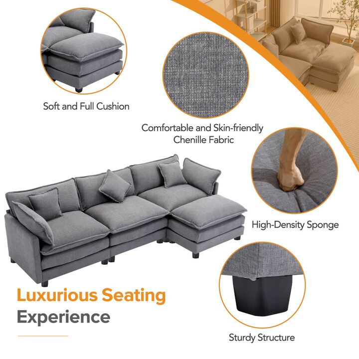 112.2" L-Shape Chenille Upholstered Sofa