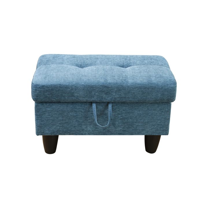 28.5 in. W Flannel Polyester Blend Rectangle Ottoman with Storage
