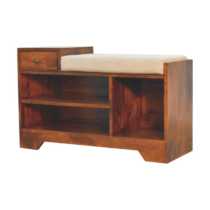 Artisan Furniture Solid Wood Retreat Chestnut Shoe Bench