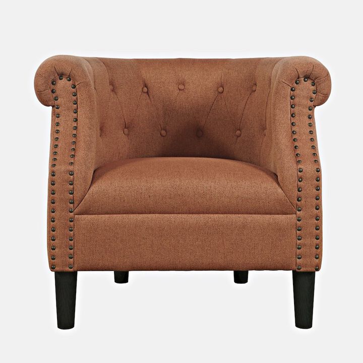 Jofran Contemporary Upholstered Barrel Curved Back Accent Chair