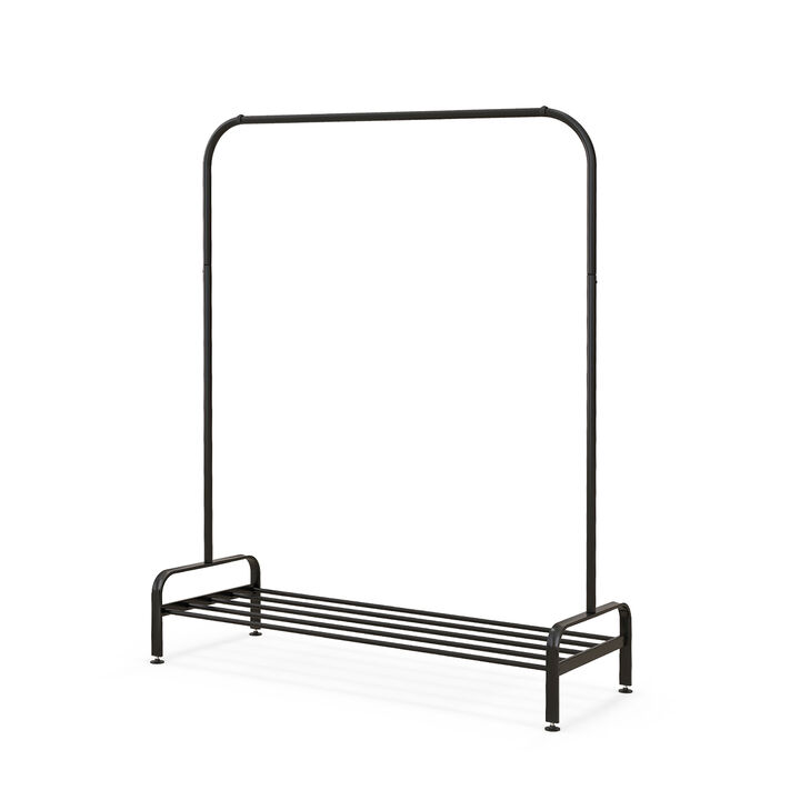 SUGIFT Heavy Duty Clothes Stand Rack with Top Rod and Lower Storage Shelf