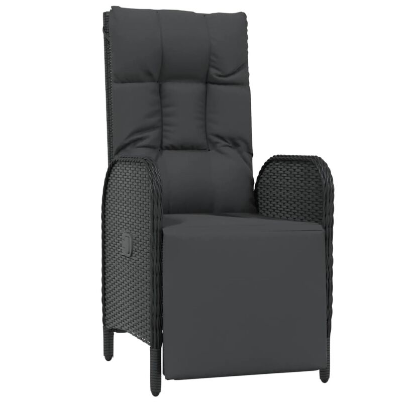 vidaXL Patio Reclining Chairs with Cushions 2 pcs Poly Rattan Black